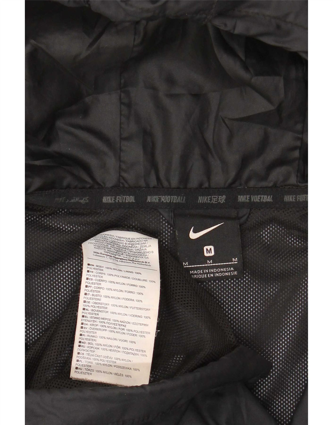Jaqueta de chuva masculina Nike com capuz UK 38 médio preto nylon
