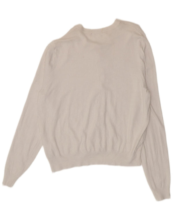 Suéter cardigã feminino Marks & Spencer Reino Unido 18 XL viscose branca