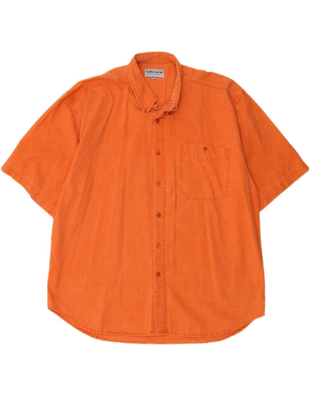 Camisa masculina VINTAGE de manga curta XL laranja algodão