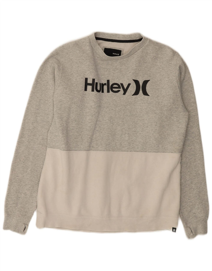 Hurley moletom masculino gráfico jumper médio cinza colorblock algodão