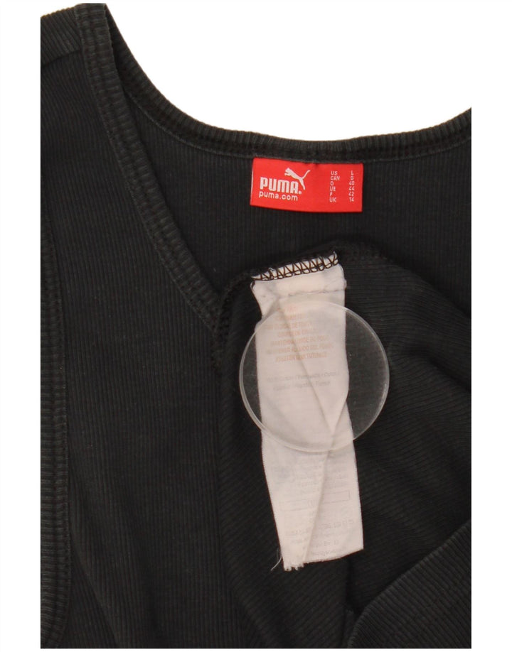 Puma Womens Graphic Vest Top UK 14 Grande Algodão Preto