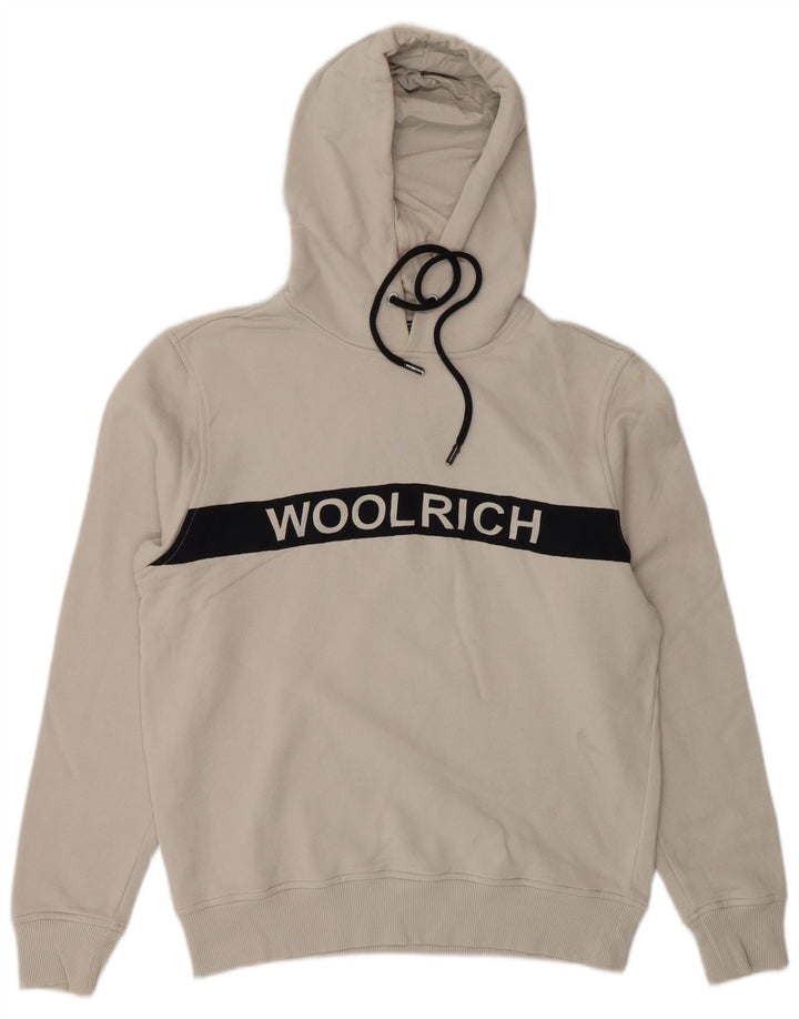 Suéter masculino com capuz e estampa WOOLRICH, pequeno, branco, algodão colorblock