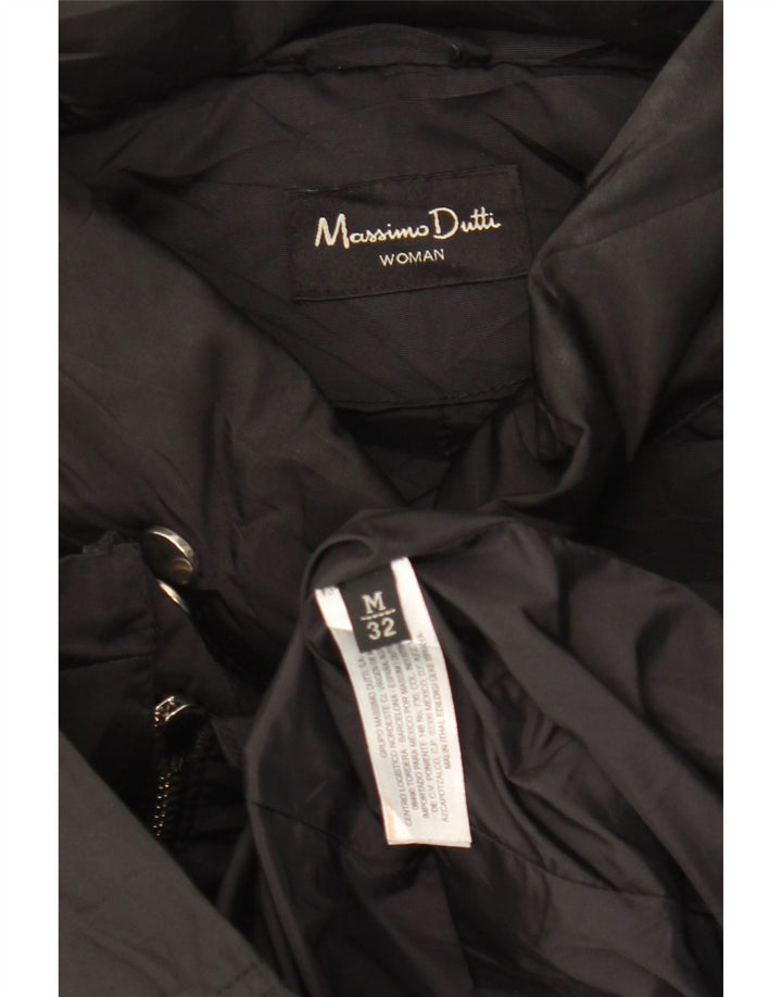 Jaqueta corta-vento feminina Massimo Dutti com capuz Reino Unido 14 poliéster preto médio