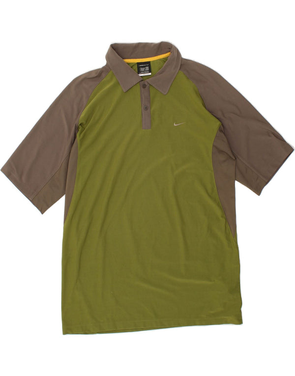 Camisa polo masculina NIKE UK 42/44 grande verde colorblock poliéster
