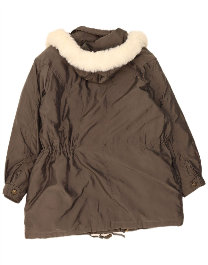 Casaco acolchoado com capuz feminino VINTAGE UK 18 XL cinza