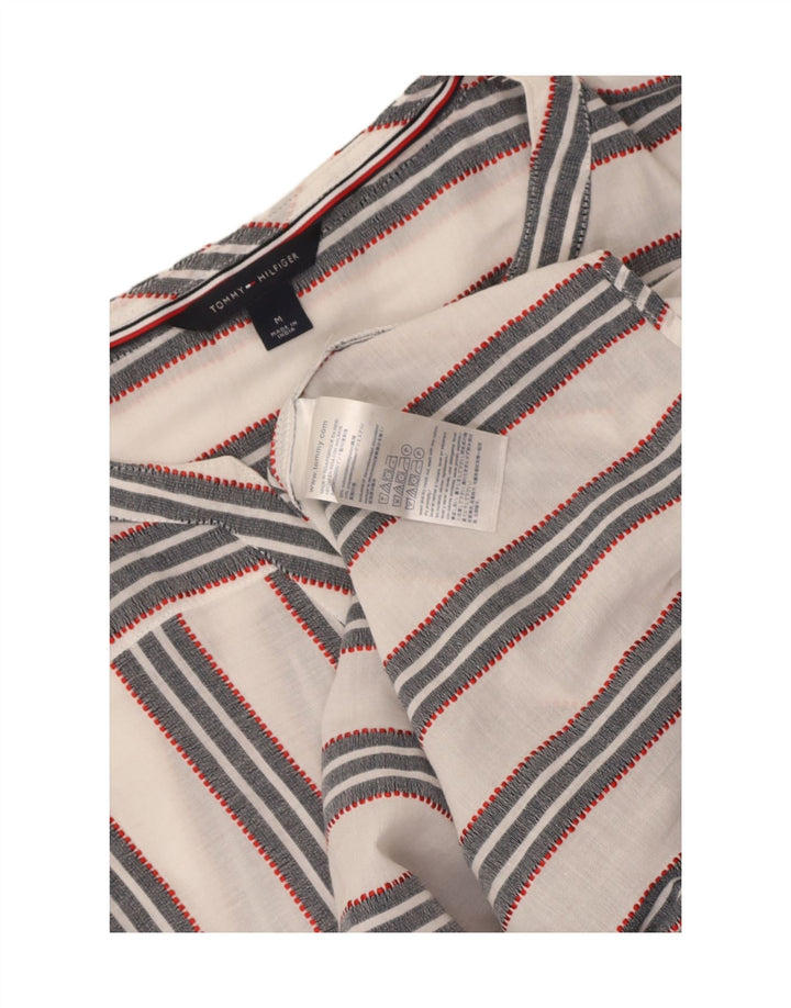 Blusa feminina sem mangas Tommy Hilfiger Top UK 14 listrado branco médio