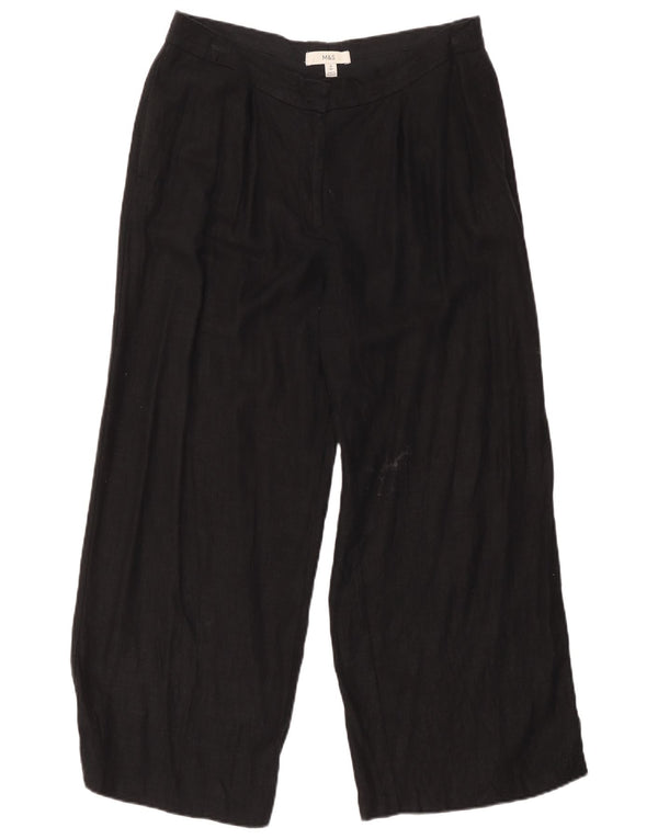 Calça chino feminina Marks & Spencer com perna larga Reino Unido 14 grande W32 L27 preta