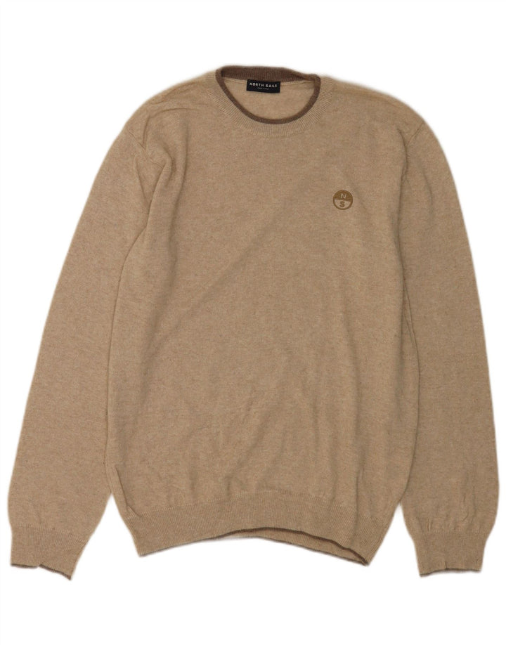 Suéter masculino North Sails com gola redonda e poliamida bege médio