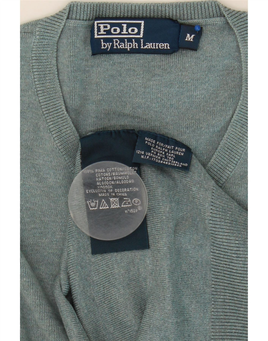 Polo Ralph Lauren Suéter masculino com gola V e algodão cinza médio