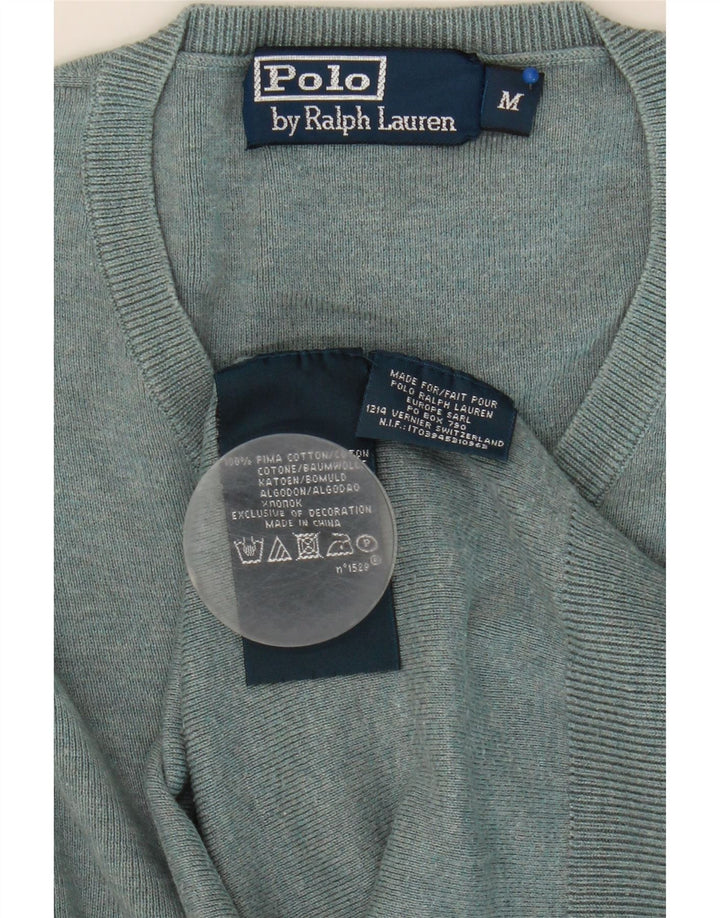 Polo Ralph Lauren Suéter masculino com gola V e algodão cinza médio