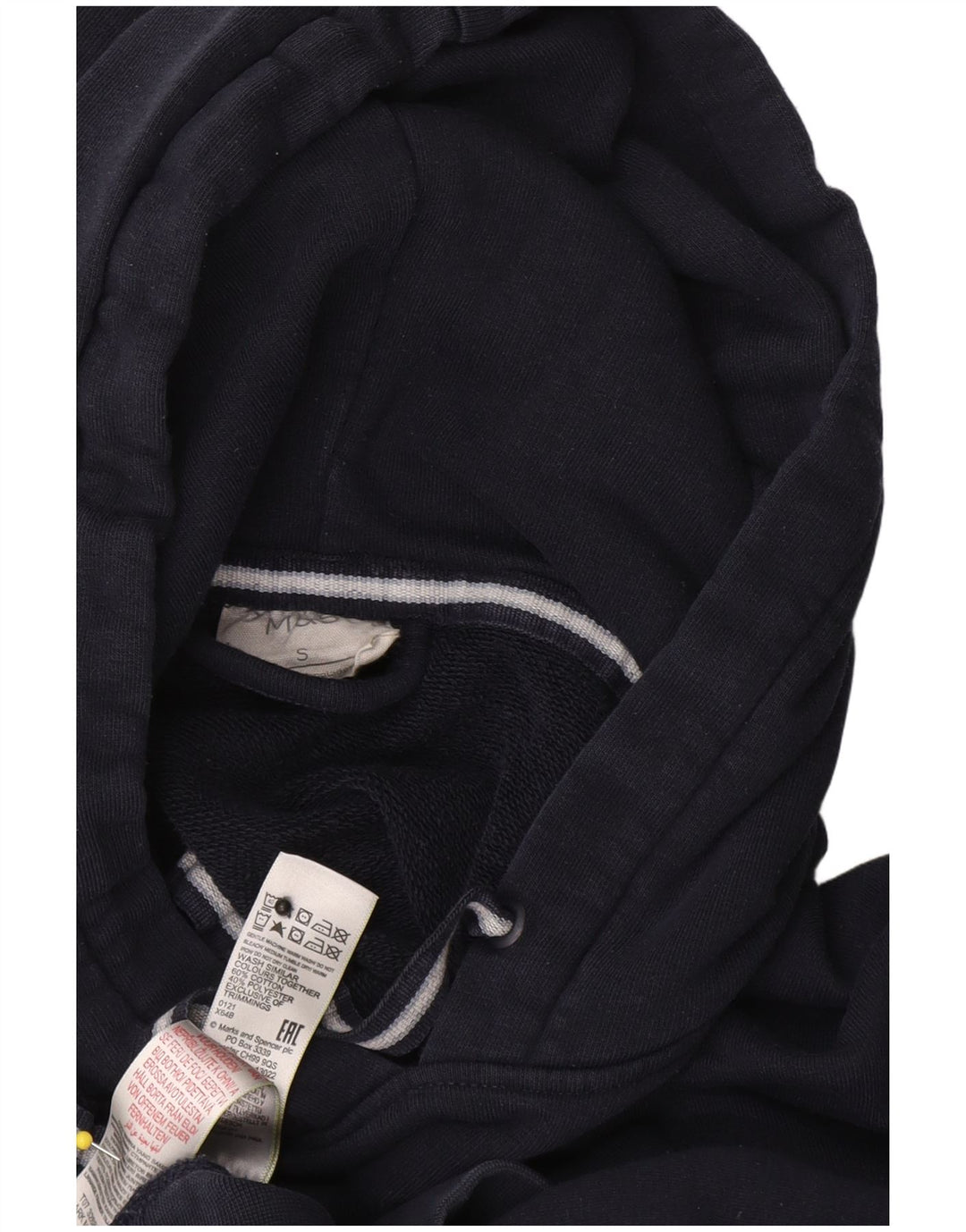 Suéter com capuz masculino Marks & Spencer pequeno azul marinho algodão