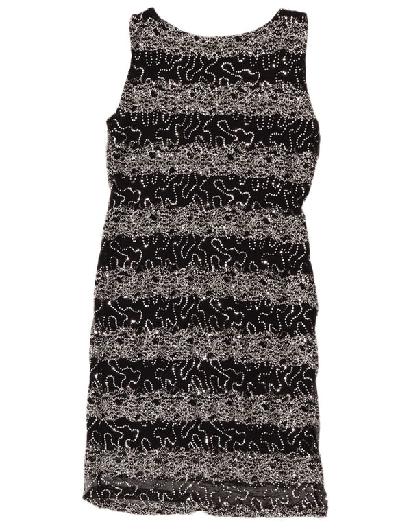 Vestido feminino Saloos sem mangas com bainha de lantejoulas Reino Unido 18 XL preto viscose