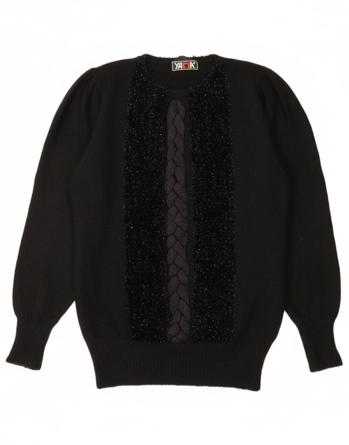 Suéter feminino vintage com gola redonda IT 44 médio preto