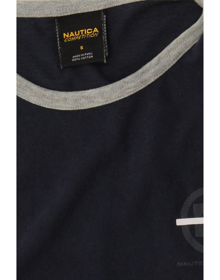 Colete gráfico masculino Nautica top pequeno algodão azul marinho