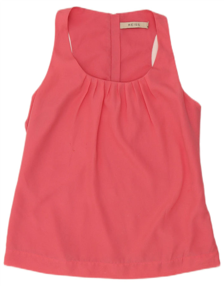 Colete regular feminino Reiss Top UK 10 poliéster rosa pequeno