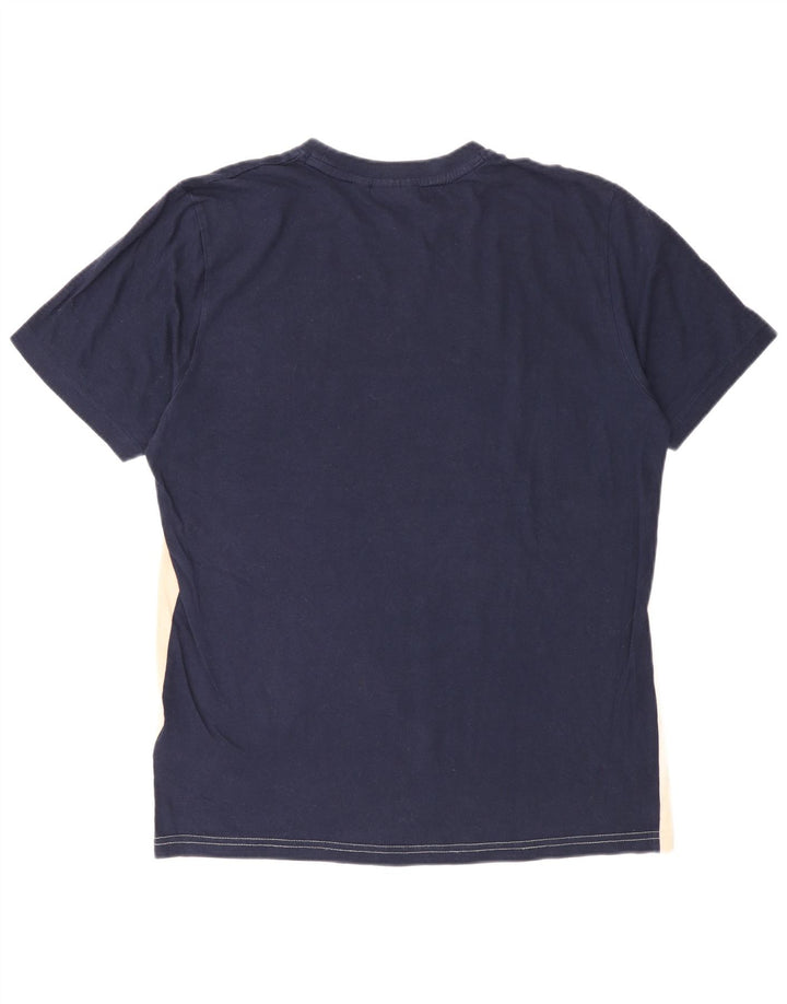 Camiseta masculina Fila top pequeno algodão colorblock azul marinho