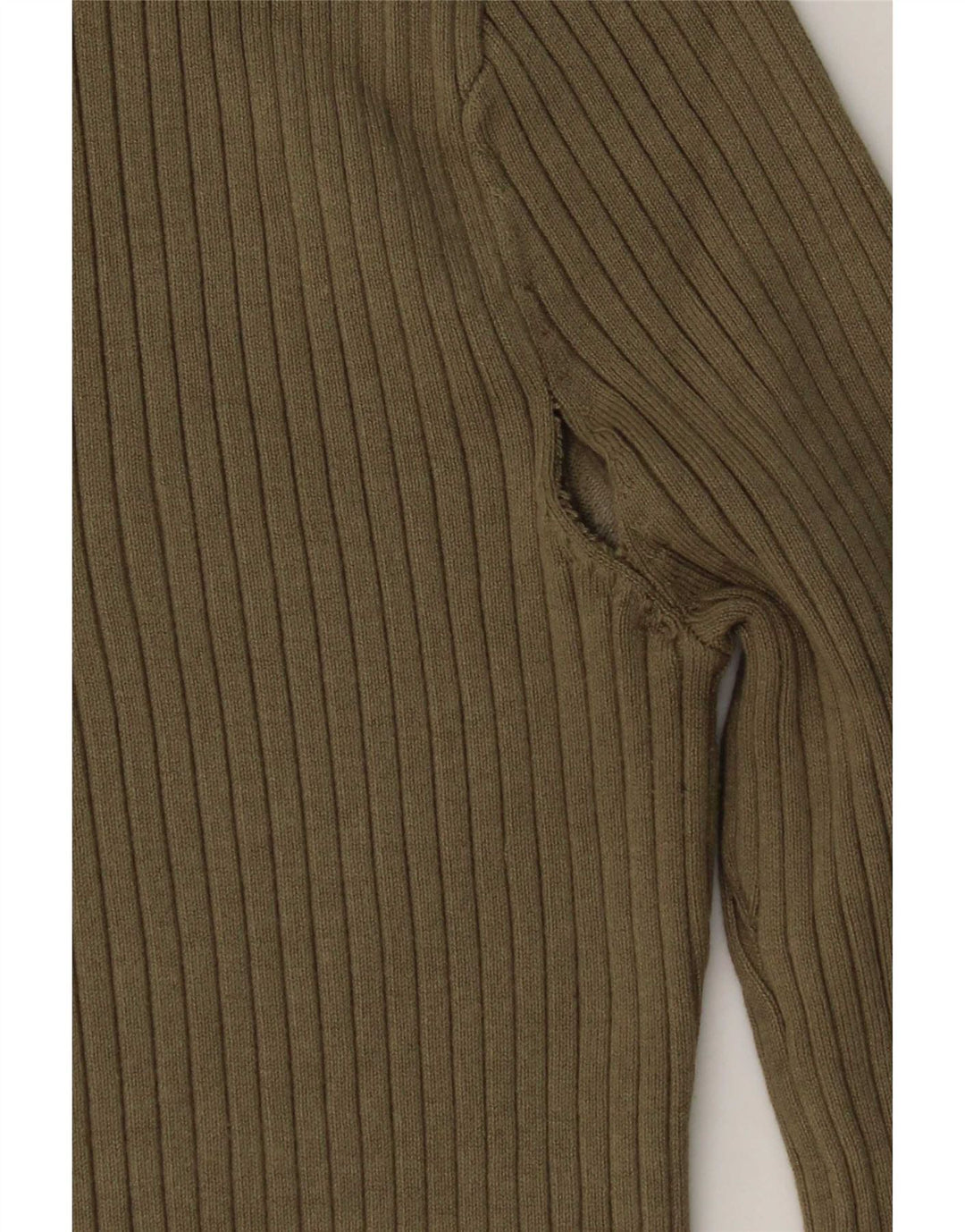 Top feminino Zara de manga comprida UK 12 viscose cáqui médio