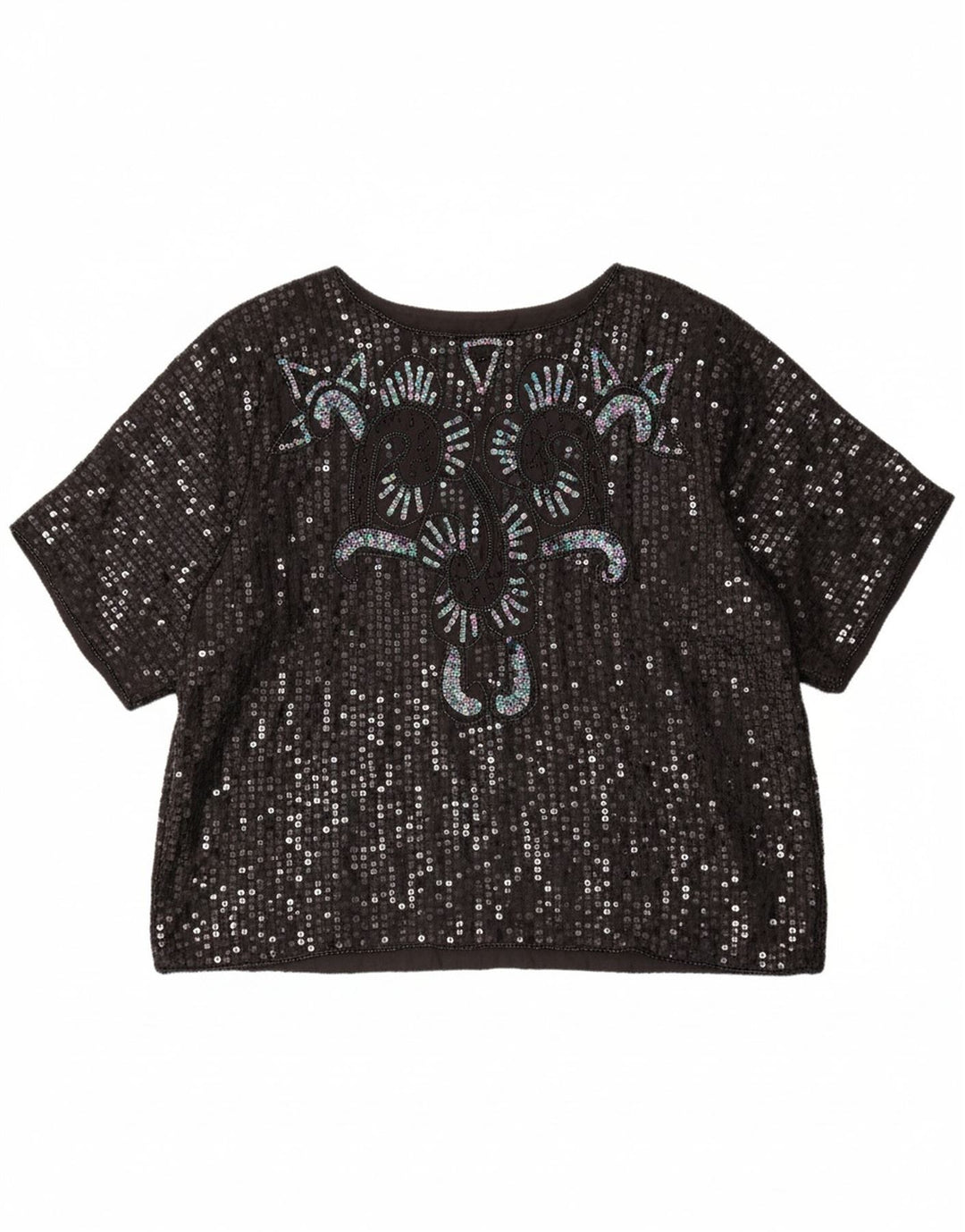 Blusa feminina VINTAGE oversized IT 50 XL preta viscose