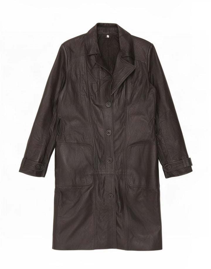 Casaco de couro feminino vintage IT 46 grande preto