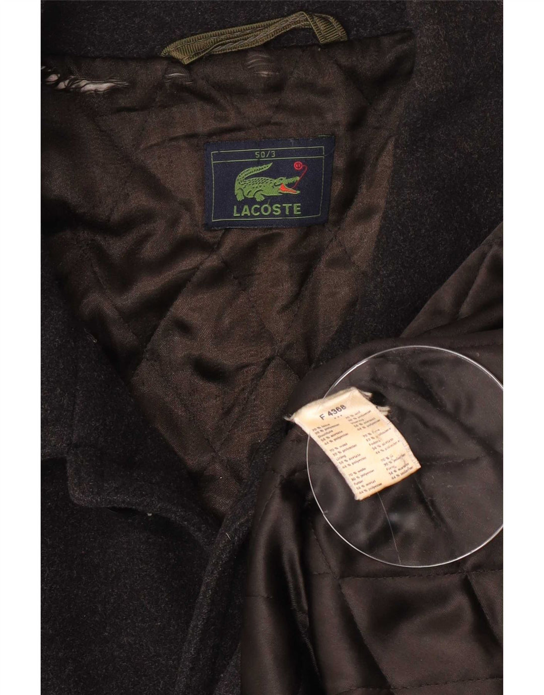 Sobretudo masculino Lacoste IT 50 grande lã preta