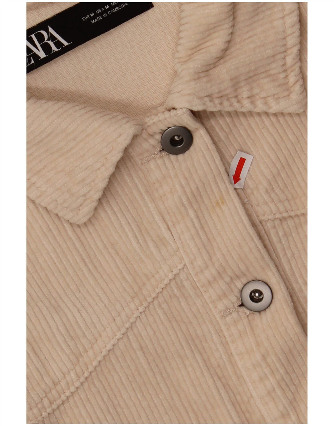 Camisa feminina de veludo cotelê ZARA UK 14 médio off white algodão