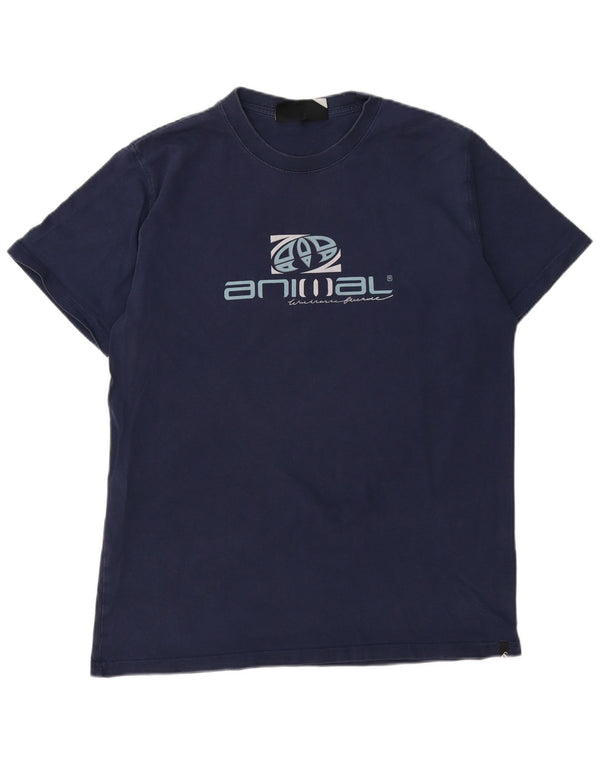 Animal Mens Graphic T-Shirt Top Large Navy Blue Cotton