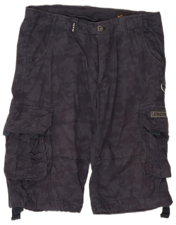 Shorts cargo masculino Alpha Industries W31 algodão camuflado azul marinho médio