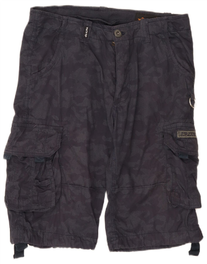 Shorts cargo masculino Alpha Industries W31 algodão camuflado azul marinho médio