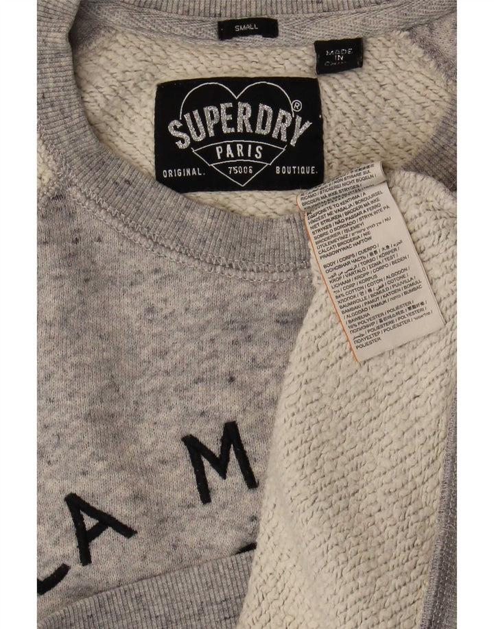 Suéter gráfico feminino Superdry UK 10 pequeno bloco cinza colorido