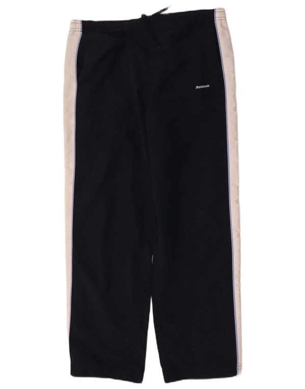 Calça de treino feminina Reebok UK 14 grande bloco colorido azul marinho