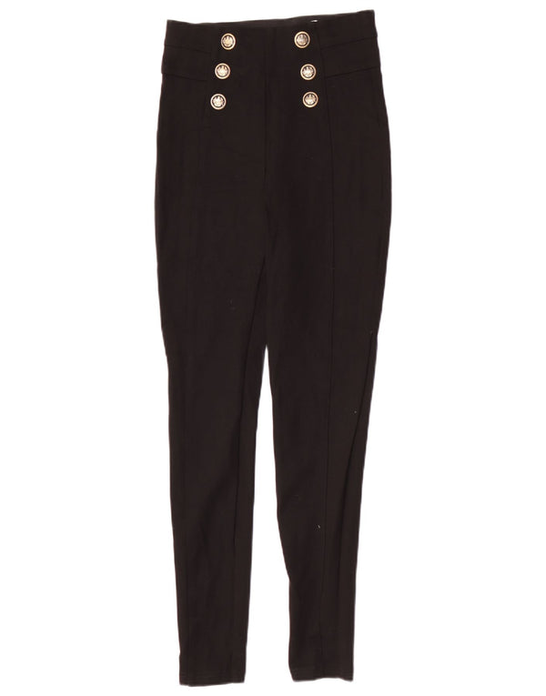 Zara Calça skinny feminina de cintura alta XS W24 L27 preta viscose