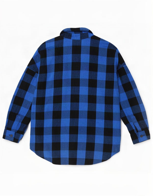 Camisa feminina de flanela grande Zara Reino Unido 16 grande azul gingham viscose