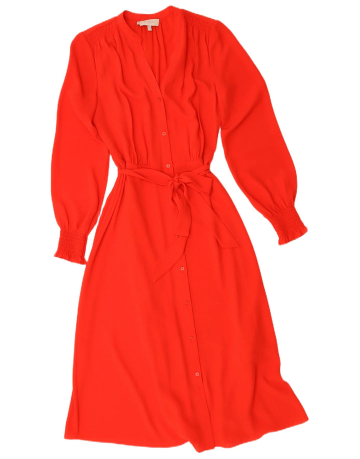 Vestido camisa maxi feminino Hobbs Reino Unido 8 pequeno poliéster vermelho