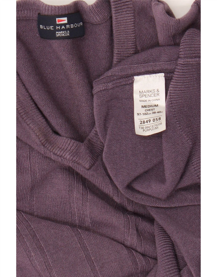 Suéter feminino Marks & Spencer com decote em V Reino Unido 14 médio roxo