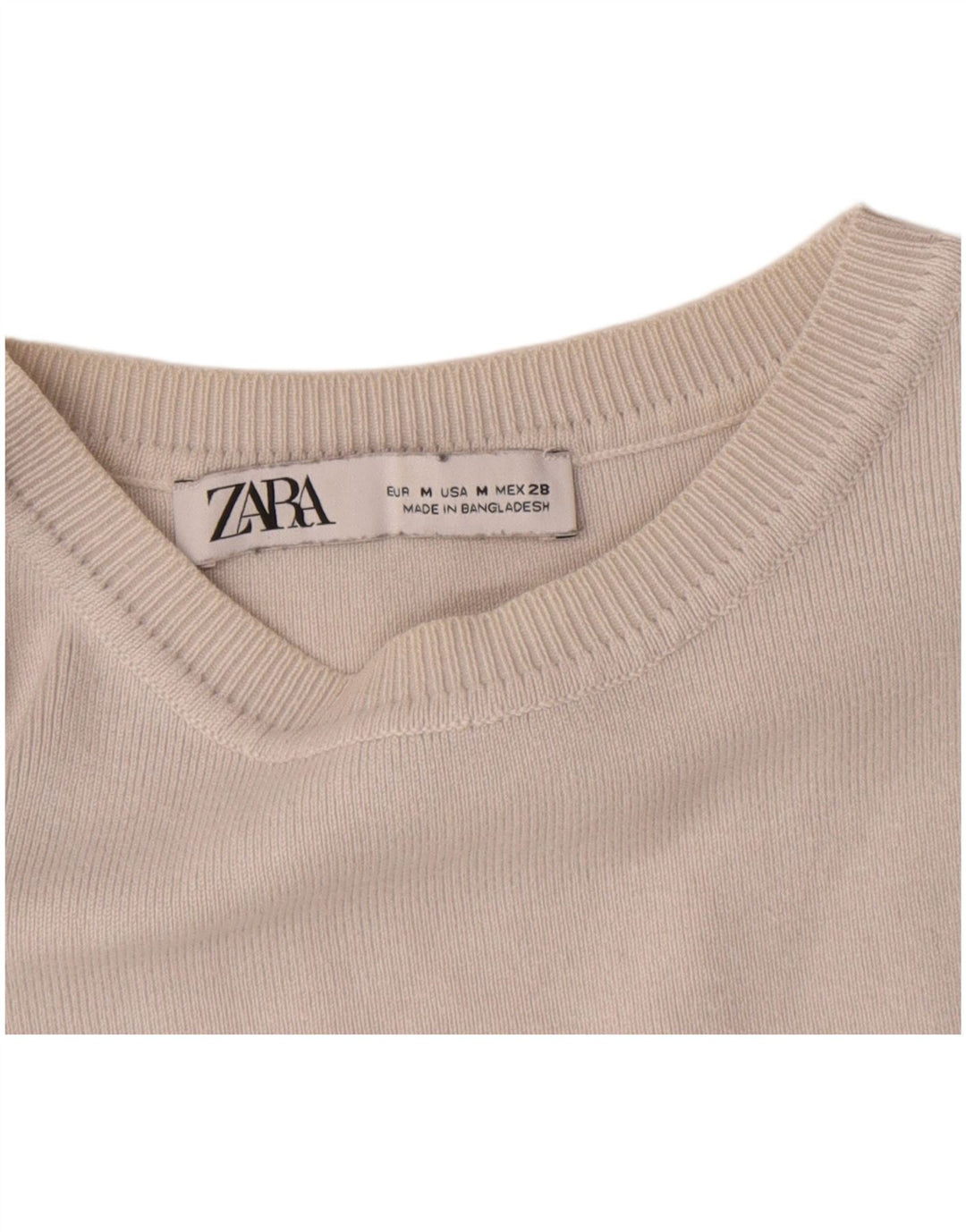 Zara Womens Crop Vest Top UK 12 Médio Off White