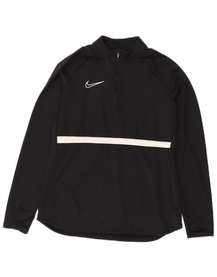 Nike Womens Dri Fit Moletom Jumper UK 14 Medium Black Colourblock