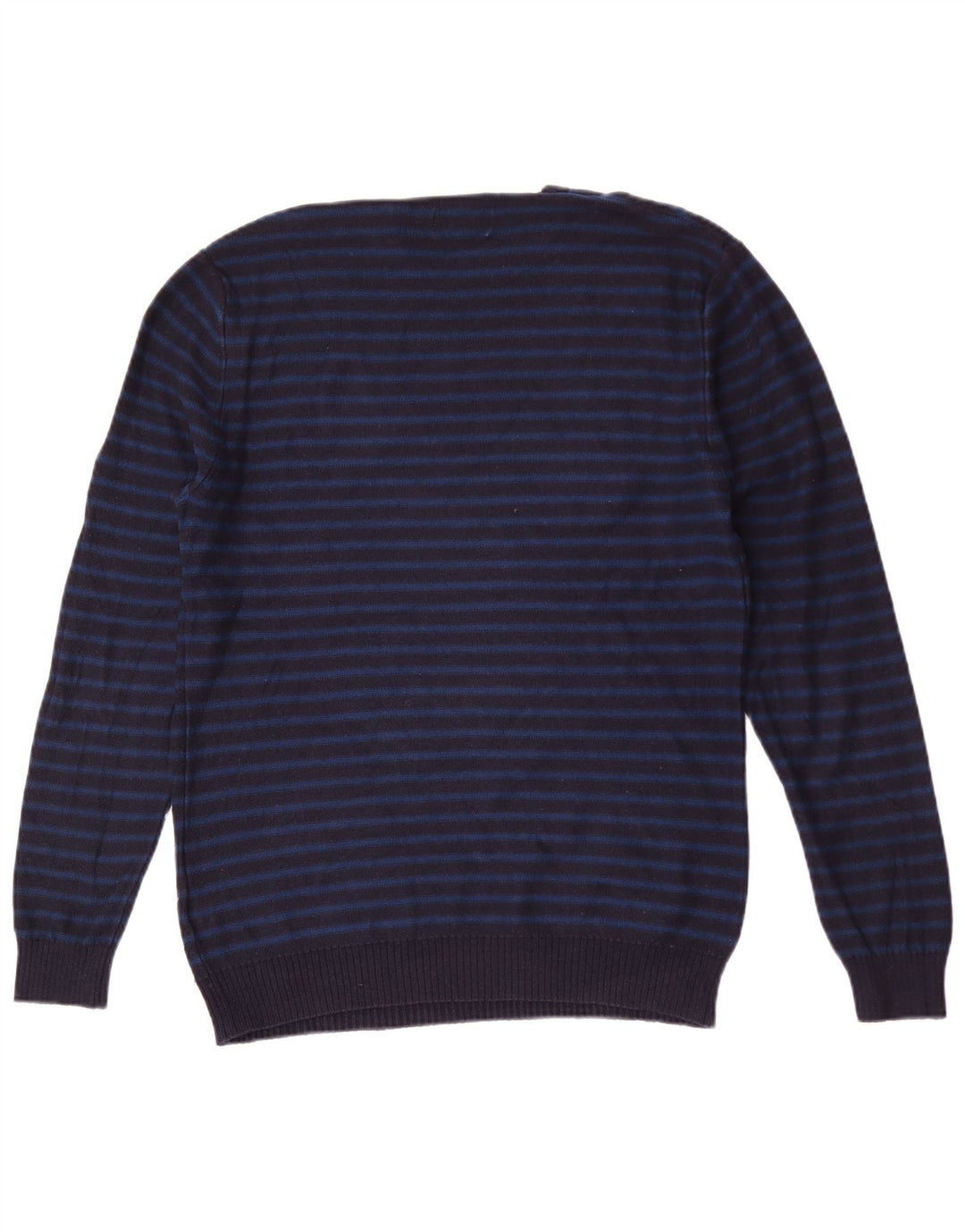 Jack Wills Suéter masculino com gola redonda, algodão listrado azul marinho médio