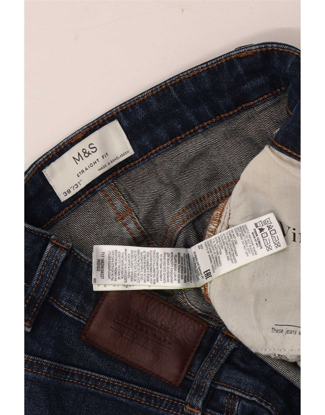 Calças Jeans Reta Masculinas Marks & Spencer W38 L31 Azul Algodão