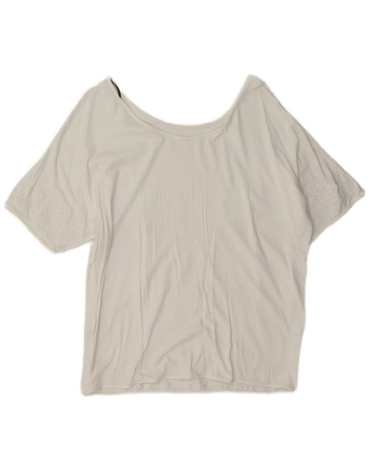 Blusa feminina Massimo Dutti UK 16 grande floral branco