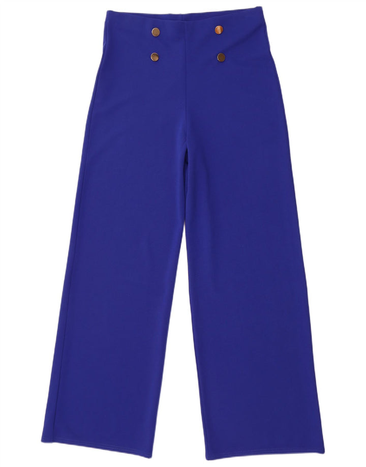 Quiz Calça feminina reta casual UK 12 médio W30 L31 azul poliéster