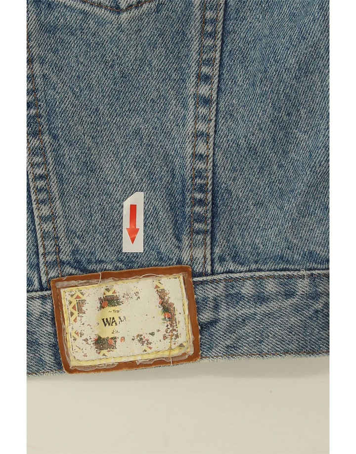Jaqueta jeans feminina Wampum UK 16 grande algodão azul