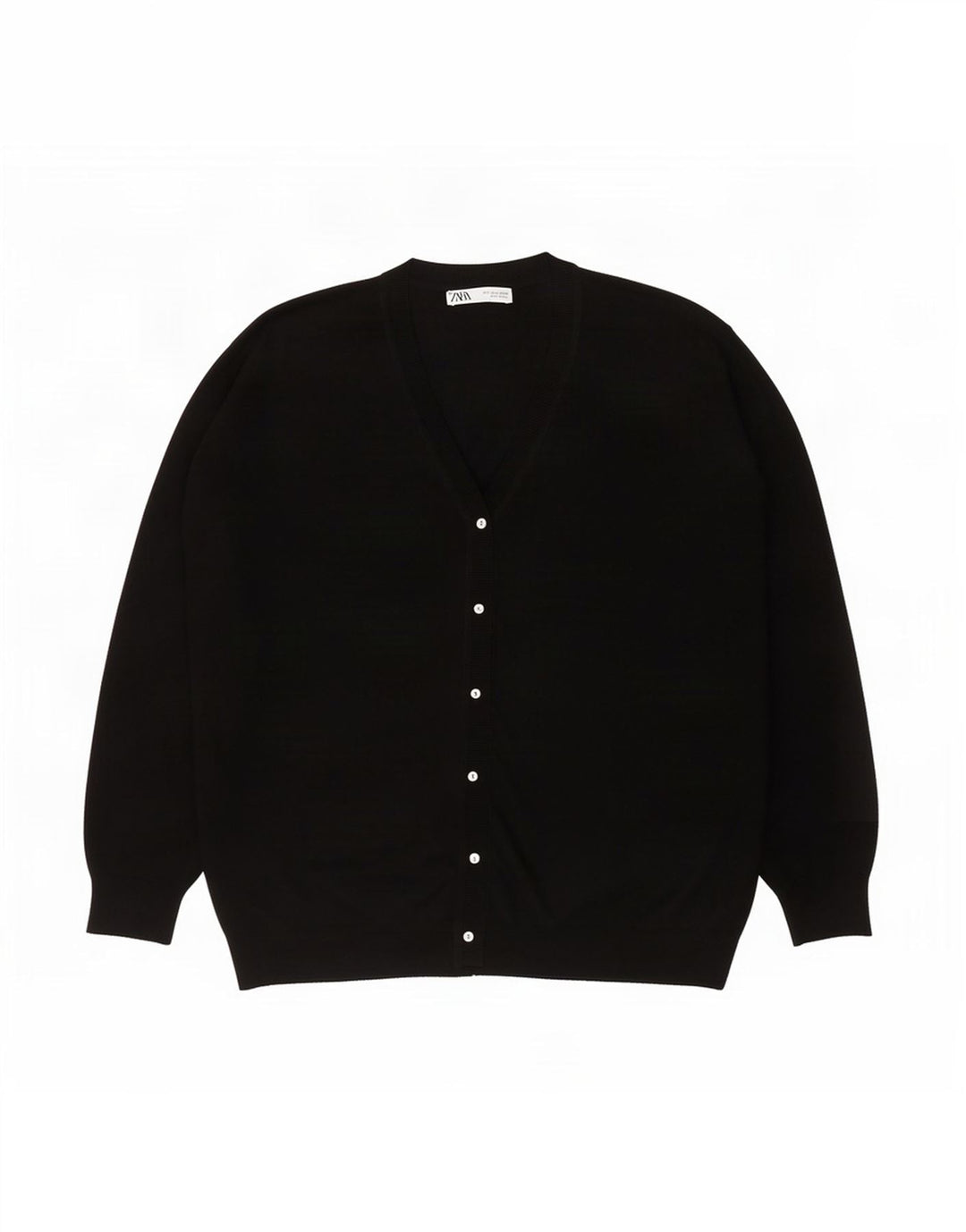 Zara Suéter Cardigan Oversized Feminino Reino Unido 16 Grande Poliéster Preto