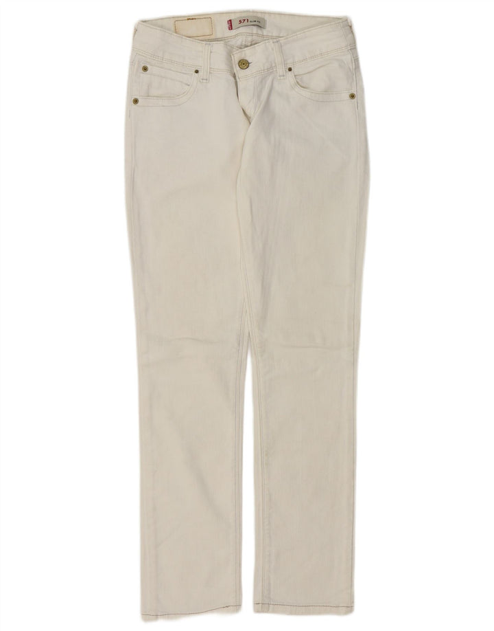Calça jeans feminina Levi's 571 Slim W28 L30 algodão branco