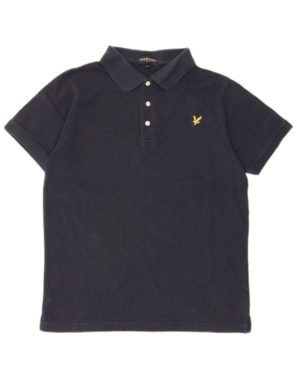 Camisa polo masculina Lyle & Scott de algodão azul marinho médio