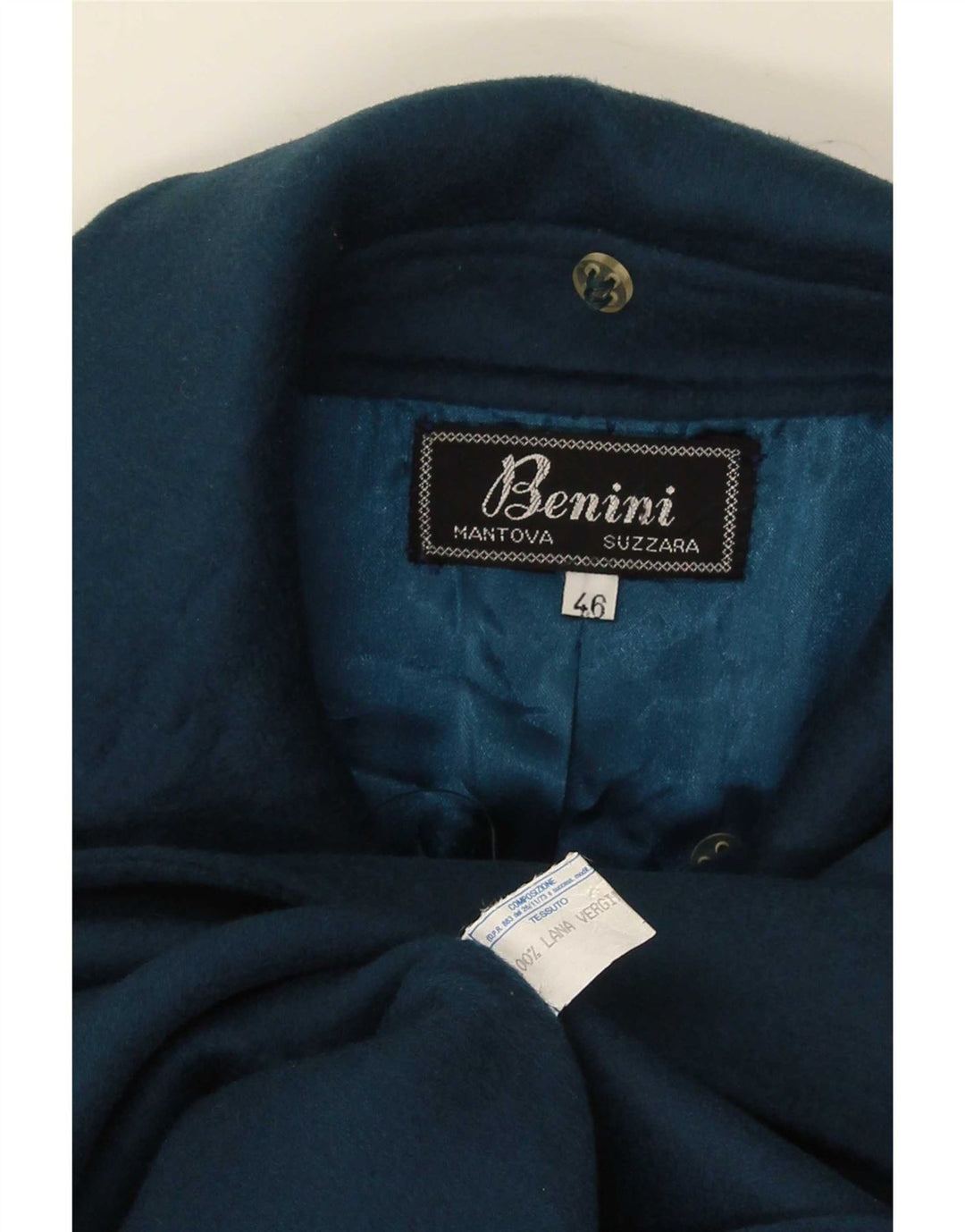 Sobretudo feminino vintage IT 46 grande lã azul marinho