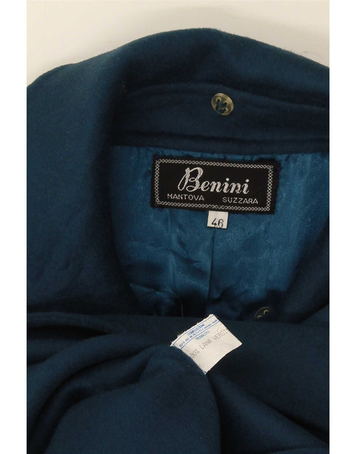 Sobretudo feminino vintage IT 46 grande lã azul marinho