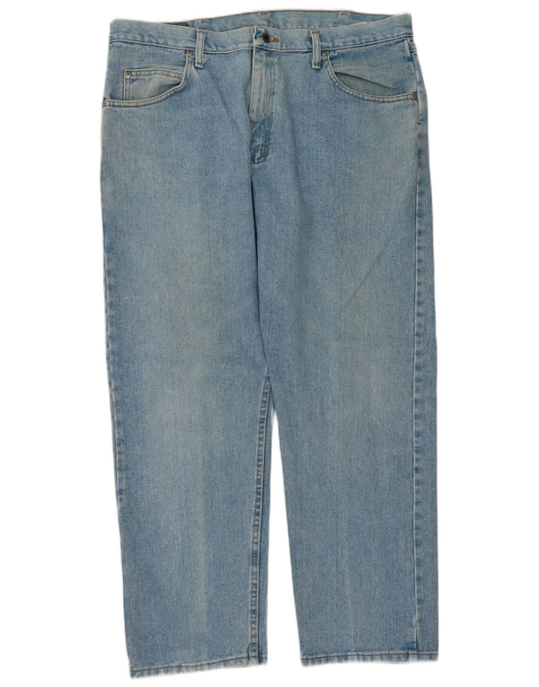 Wrangler Calça jeans masculina relaxada e reta W38 L29 algodão azul