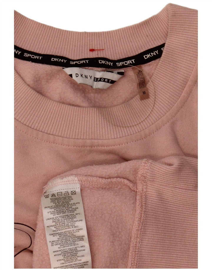 Suéter feminino Dkny gráfico oversized Reino Unido 14 algodão rosa médio