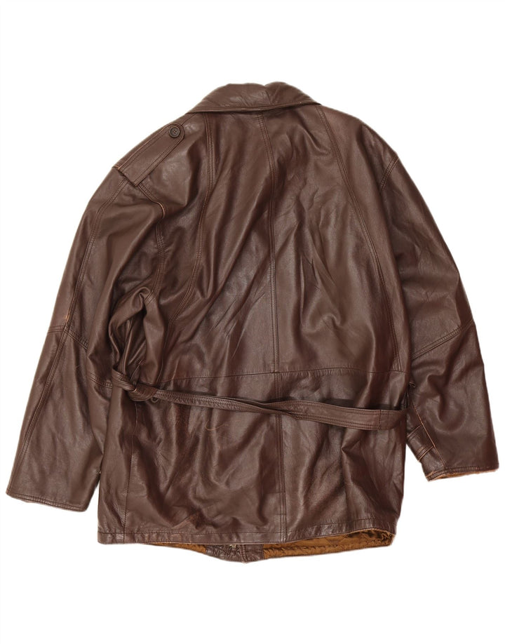 Jaqueta de couro militar masculina vintage IT 52 XL couro marrom