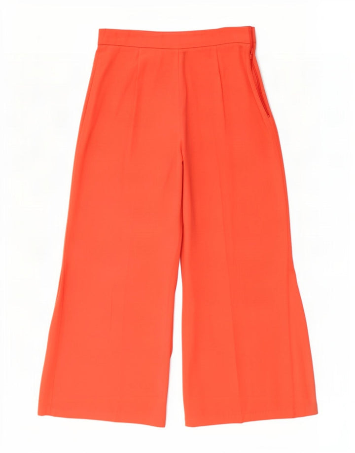 Zara Calça capri feminina de perna larga médio W28 L22 poliéster laranja